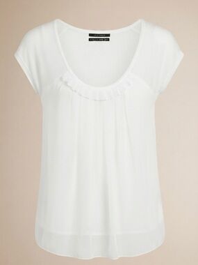 Club Monaco White Pleated Chiffon Blouse - Size Medium